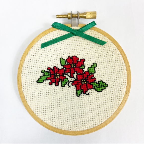 handmade Needlework Embroidery Hoop Frame Christmas Decor Vintage - Picture 4 of 6